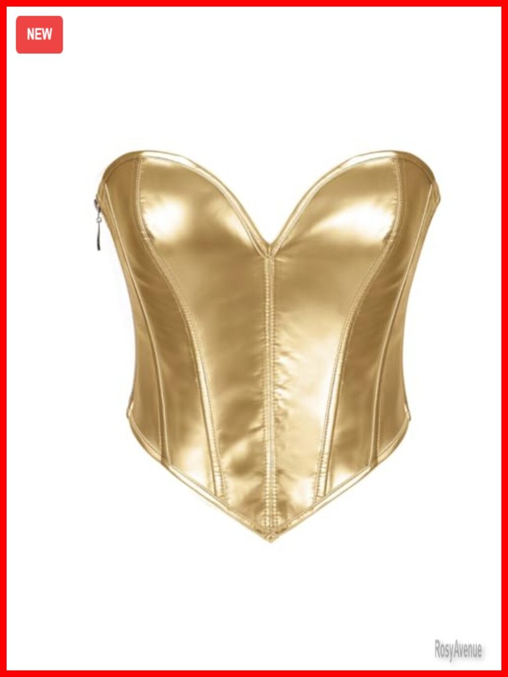 Faux Leather Corset Top Strapless Bustier for Costume Party